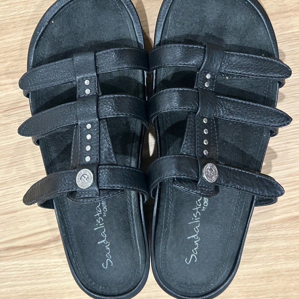 Aetrex Black Adjustable Sandals - Picture 2 of 4